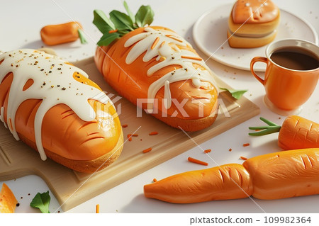 美味的早餐套餐（胡蘿蔔麵包） 109982364