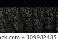 terracotta warriors in a row 3D animation in the dark 109982485