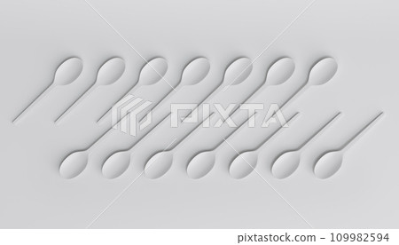 Set of disposable utensils like spoon on monochrome background. 109982594