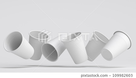 Set of pastic disposable party cup for juice, fresh, beer on monochrome 109982603