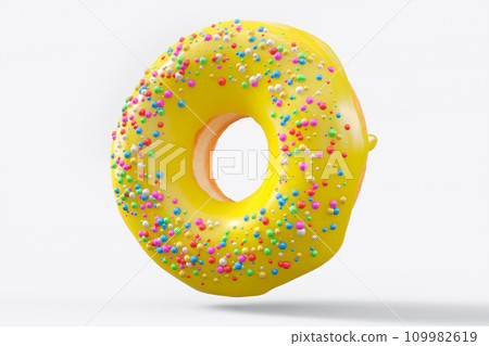 Chocolate glazed donut with sprinkles on a white background Chocolate glazed donut with sprinkles on a white background 109982619