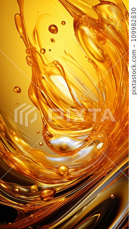 Splash of orange liquid oil on dark background Splash of orange liquid oil on dark background 109982830