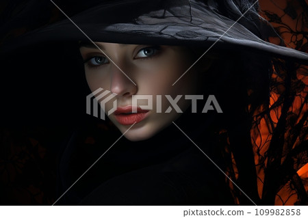 Girl in mourning attire, widow close-up 109982858