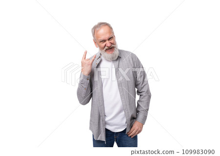 nice kind pensioner man with beard and big gray mustache looks healthy nice kind pensioner man with beard and big gray mustache looks healthy 109983090