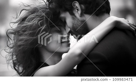 AI-generated content. Young couple, sharing a loving hug - man and woman in love 109983471