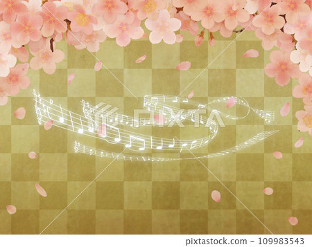 音符和櫻花花瓣 109983543