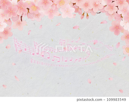 音符和櫻花花瓣 音符和櫻花花瓣 109983549