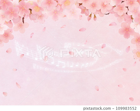musical notes and cherry blossom petals musical notes and cherry blossom petals 109983552