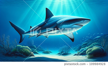 鯊魚漂浮在海裡 鯊魚漂浮在海裡 109984928