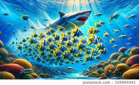 魚被鯊魚攻擊 魚被鯊魚攻擊 109984942