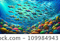 珊瑚覆蓋的海裡飛魚 109984943