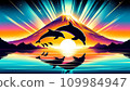 日出和海豚剪影 109984947