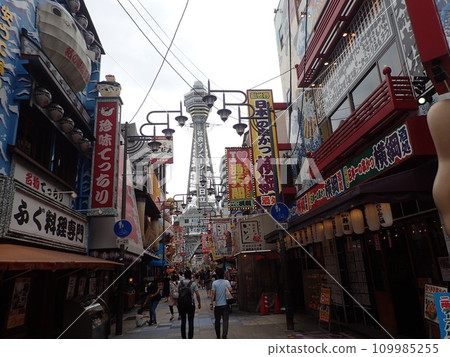 Tsutenkaku is an observation tower located in the center of Naniwa Ward, Osaka City, Osaka Prefecture, as a symbol of the new world. Tsutenkaku is an observation tower located in the center of Naniwa Ward, Osaka City, Osaka Prefecture, as a symbol of the new world. 109985255