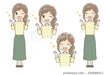 A woman in a long skirt encouraging her with a smile 109986921