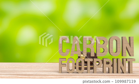 The carbon footprint wood for climate change or eco concept 3d rendering. The carbon footprint wood for climate change or eco concept 3d rendering. 109987119