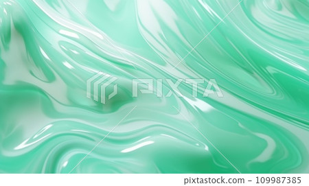AI-generated content. Mint Marble with Shiny Surface Horizontal Background. Abstract stone texture backdrop with water drops. Bright natural material Surface. AI Generated Photorealistic Illustration. 109987385