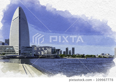 Watercolor style Yokohama Minatomirai Rinko Park Yokohama City, Kanagawa Prefecture 109987778