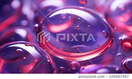 AI-generated content. Lavender Marble with Red Glass Horizontal Background. Abstract stone texture backdrop with water drops. Bright natural material Surface. AI Generated Photorealistic Illustration. 109987997