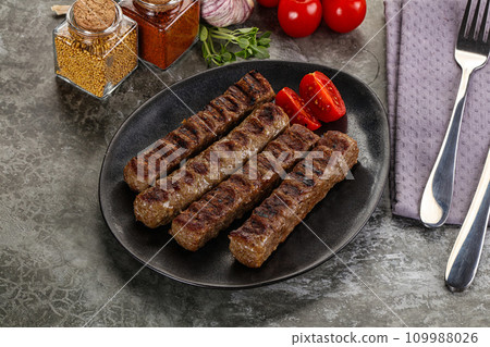 Grilled beef kebab minced meat 109988026