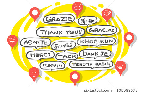 Eye-catching yellow that conveys “thank you” in languages around the world 109988573