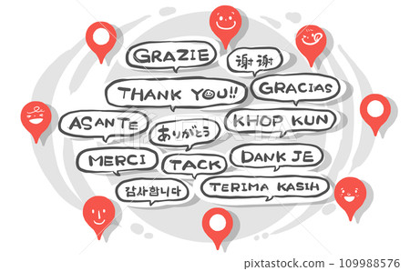 Eye-catching gray that conveys “thank you” in languages around the world 109988576