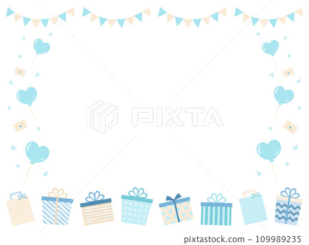 White Day frame 01 with presents, garland, and heart balloons White Day frame 01 with presents, garland, and heart balloons 109989235