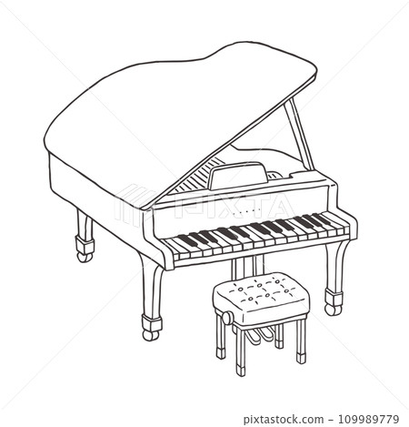 三角鋼琴的手繪插圖線圖（單色） 109989779