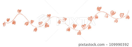 Pencil drawn orange heart with isolated on white background. 109990392