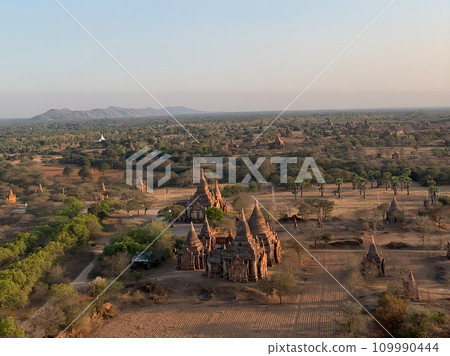 Landscape with a pagoda - Bagan ruins, Myanmar 109990444