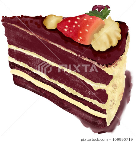 piece of brownie cake with strawberry piece of brownie cake with strawberry 109990719