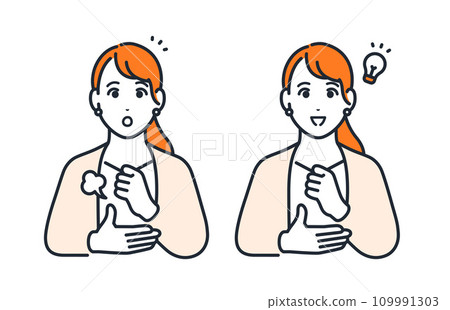 Simple vector illustration material of a convinced young business woman Simple vector illustration material of a convinced young business woman 109991303