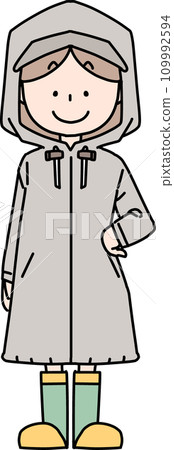 woman wearing a raincoat 109992594