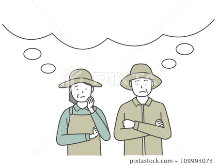 中年農夫夫婦一臉困惑 中年農夫夫婦一臉困惑 109993073