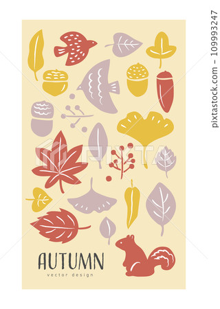 斯堪的納維亞風格秋季手繪背景 109993247
