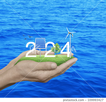 Happy new year 2024 ecological cover concept 109993427