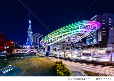 綠洲21夜景與未來塔與水上太空船 109993555