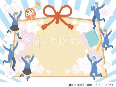 Isometric frame votive tablet exam student character male female simple background illustration material 109994263