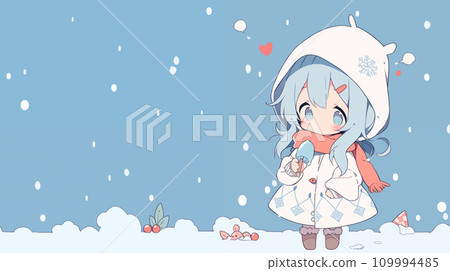 Cute girl and flower wallpaper material 109994485