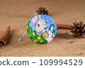 Exquisite handmade Christmas bubble toy from beads, also known as a Christmas globe or Christmas bulb, is a part of holiday decor 109994529