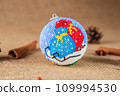 Exquisite handmade Christmas bubble toy from beads, also known as a Christmas globe or Christmas bulb, is a part of holiday decor 109994530