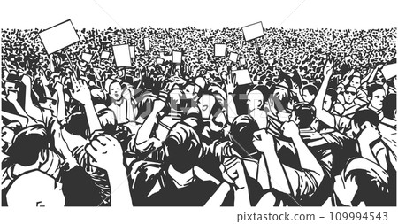 Illustration of protesting crowd in perspective 109994543