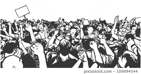 Illustration of protesting crowd in perspective 109994544