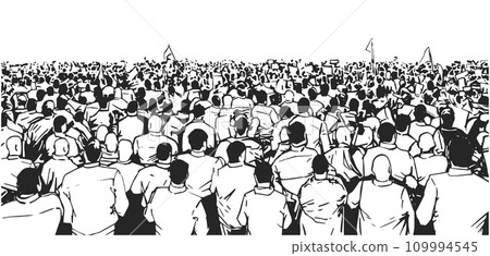 Illustration of protesting crowd in perspective 109994545