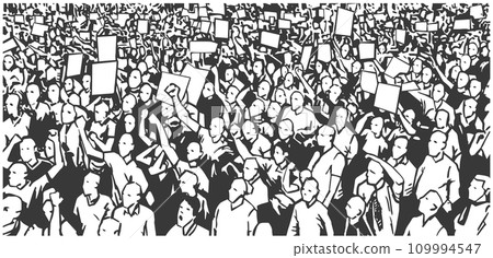 Illustration of protesting crowd in perspective 109994547
