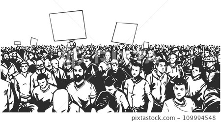 Illustration of protesting crowd in perspective 109994548