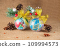Exquisite handmade Christmas bubble toy from beads, also known as a Christmas globe or Christmas bulb, is a part of holiday decor 109994573