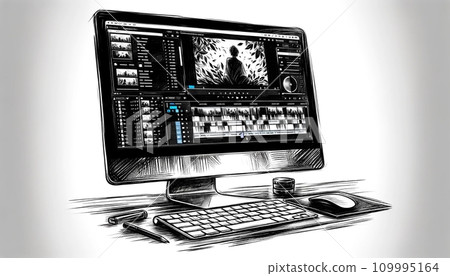 Sketch-style video editing screen Sketch-style video editing screen 109995164