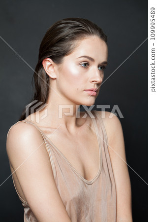 Nice female model with natural makeup and healthy clear fresh skin portrait. Nice female model with natural makeup and healthy clear fresh skin portrait. 109995489