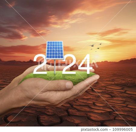 Happy new year 2024 ecological cover concept, Generative AI Happy new year 2024 ecological cover concept, Generative AI 109996005