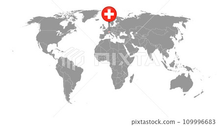 Pin map with Switzerland flag on world map. Vector illustration. 109996683